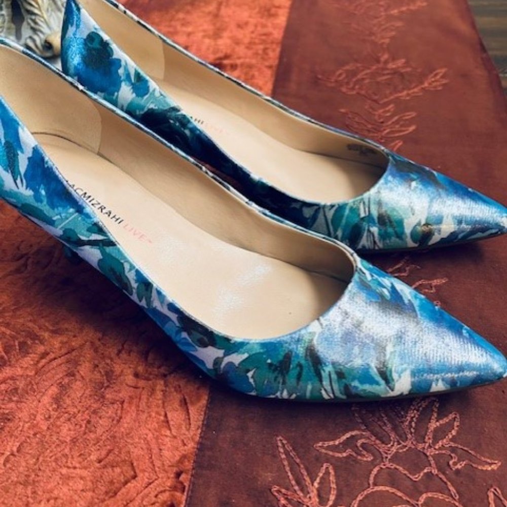COPY - Isaac Mizrahi Blue Floral Printed Julie Pump 9.5M